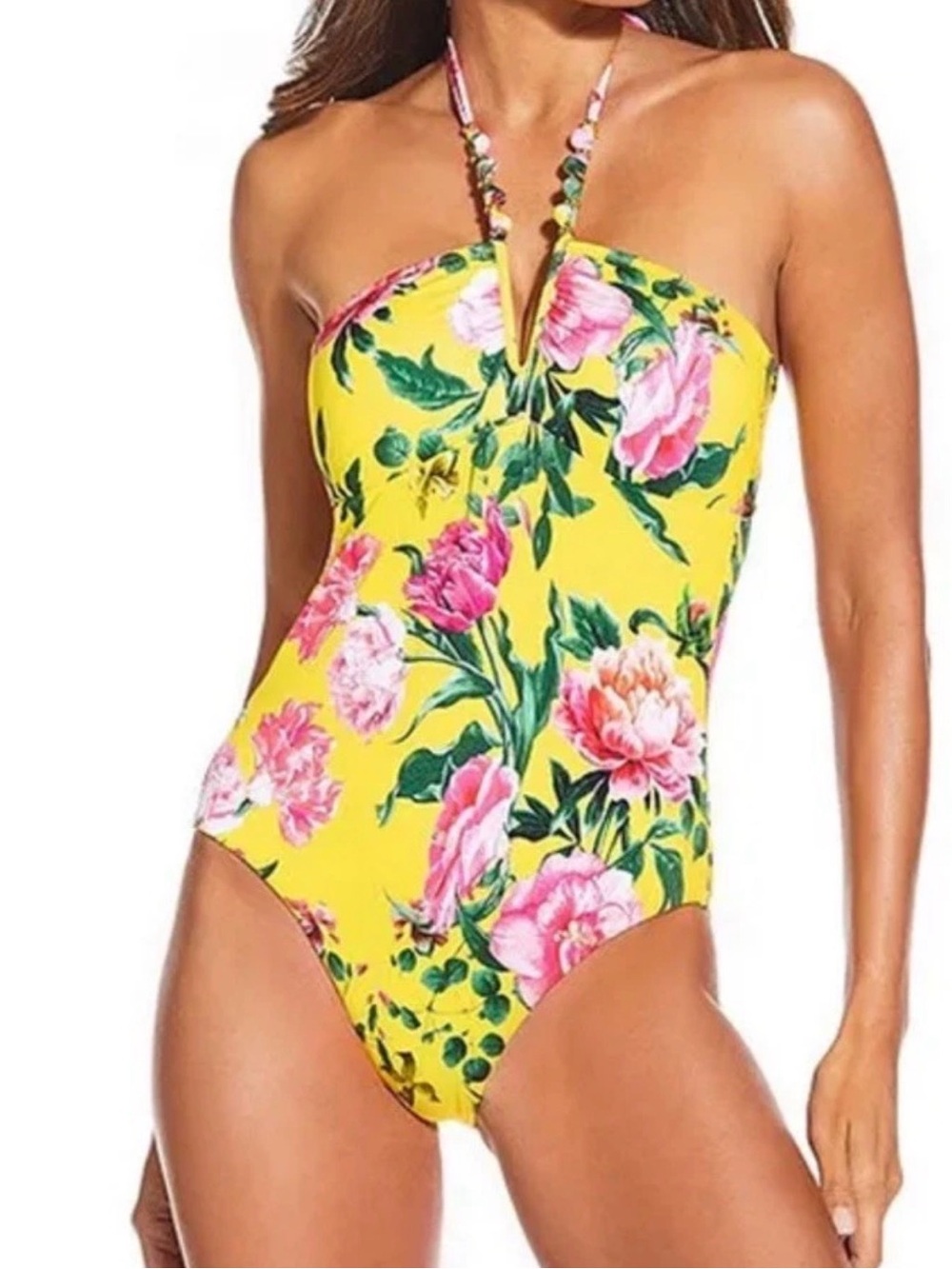 Gibson Latimer Yellow Floral One-Piece Swimsuit